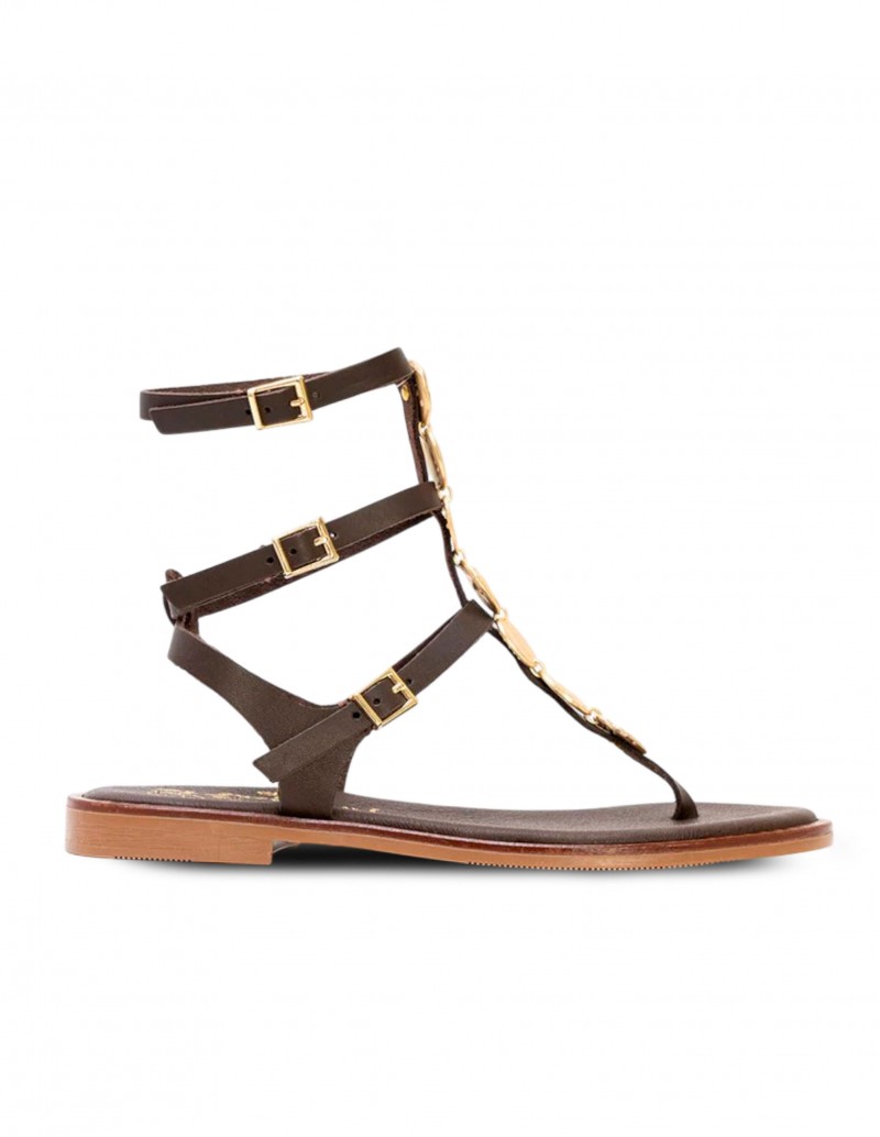 OH MY SANDALS Sandalia Romana Monedas Marrón