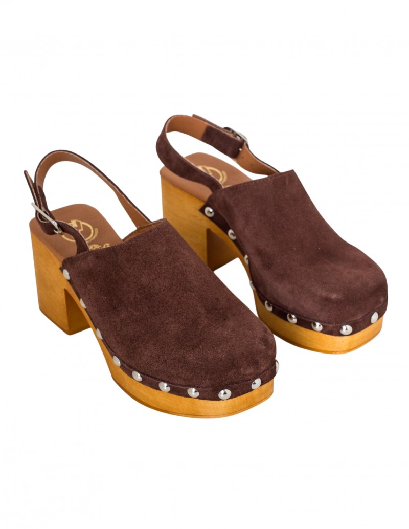 mules tacón marrón chocolate
