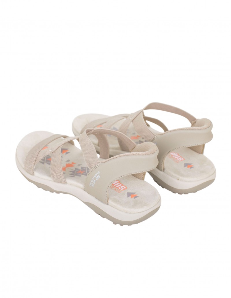 sandalia slip in skechers beige