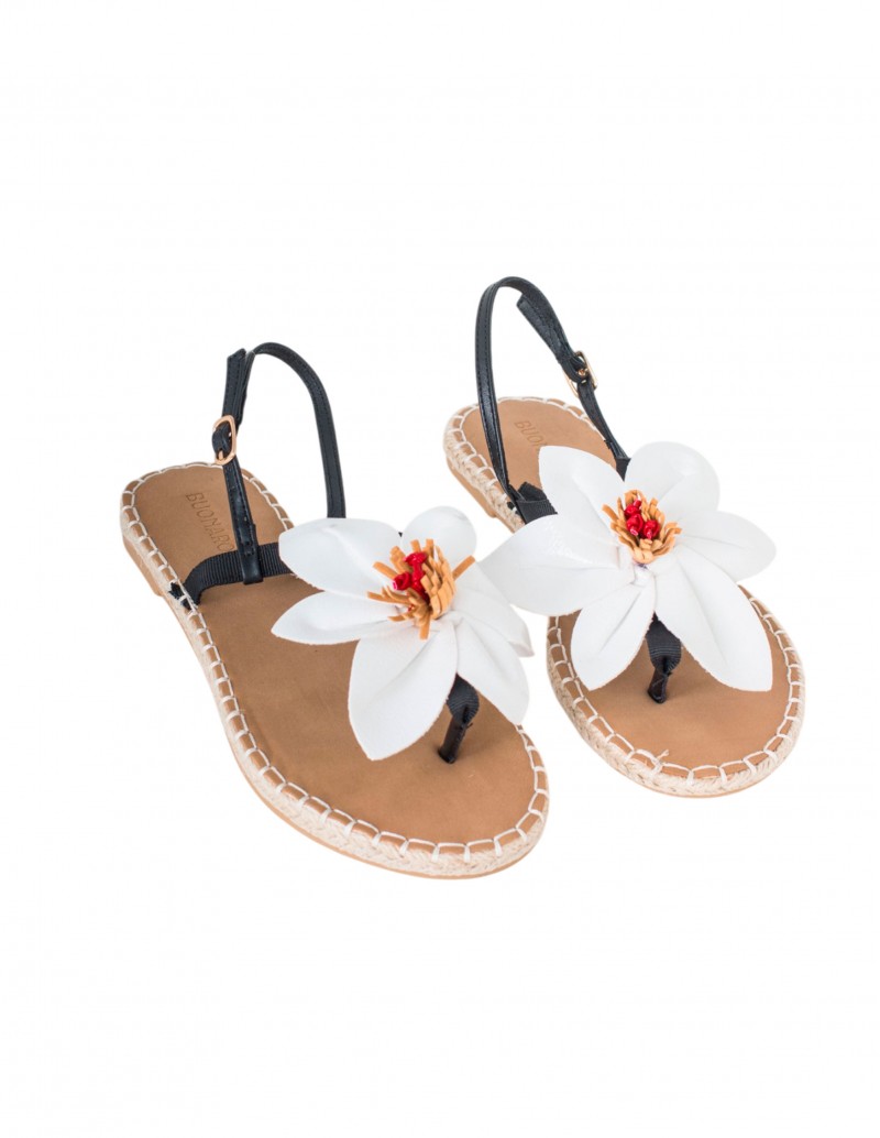 Sandalia Plana Maxi Flor Blanco 2