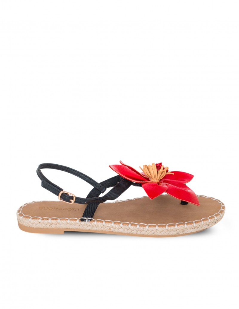 Sandalia Plana Maxi Flor Rojo