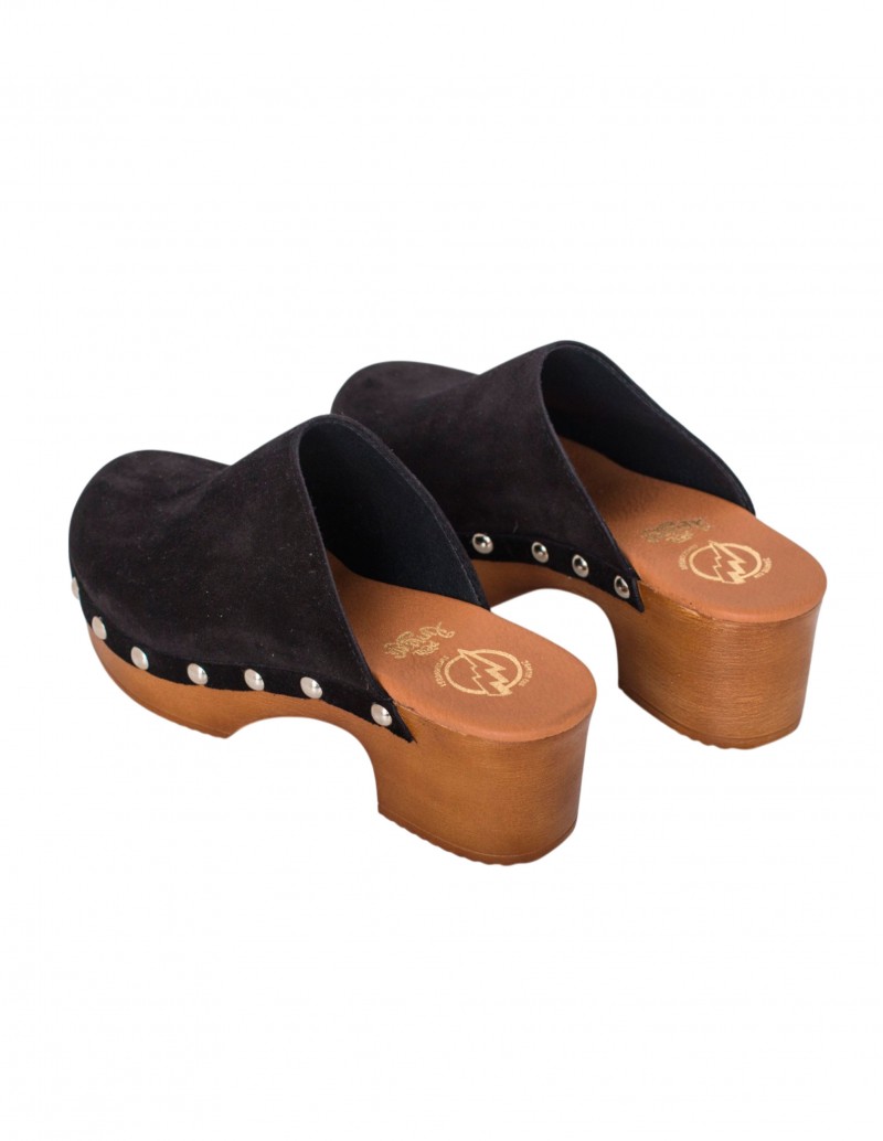 Zueco Tacón Madera Negro