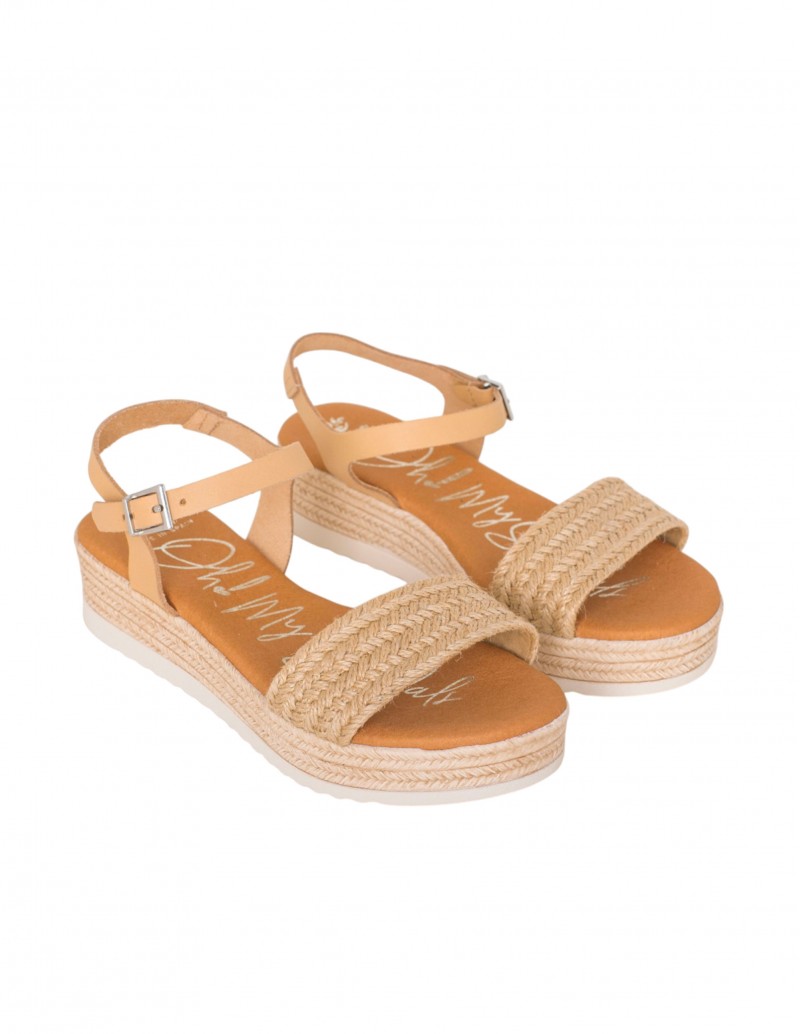 Sandalias Esparto Mujer Beige