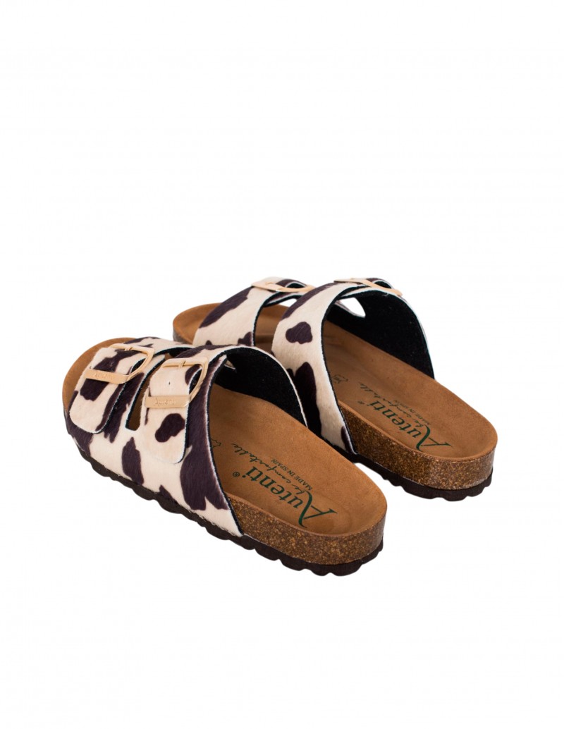 sandalias corcho estampado vaca