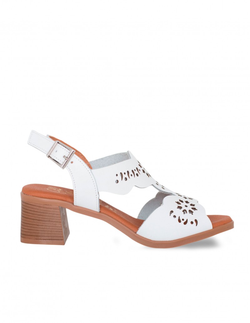 OH MY SANDALS Sandalia Troquelado Floral Blanco