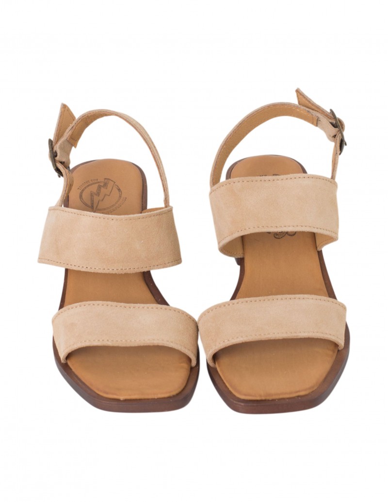 sandalia tiras anchas beige