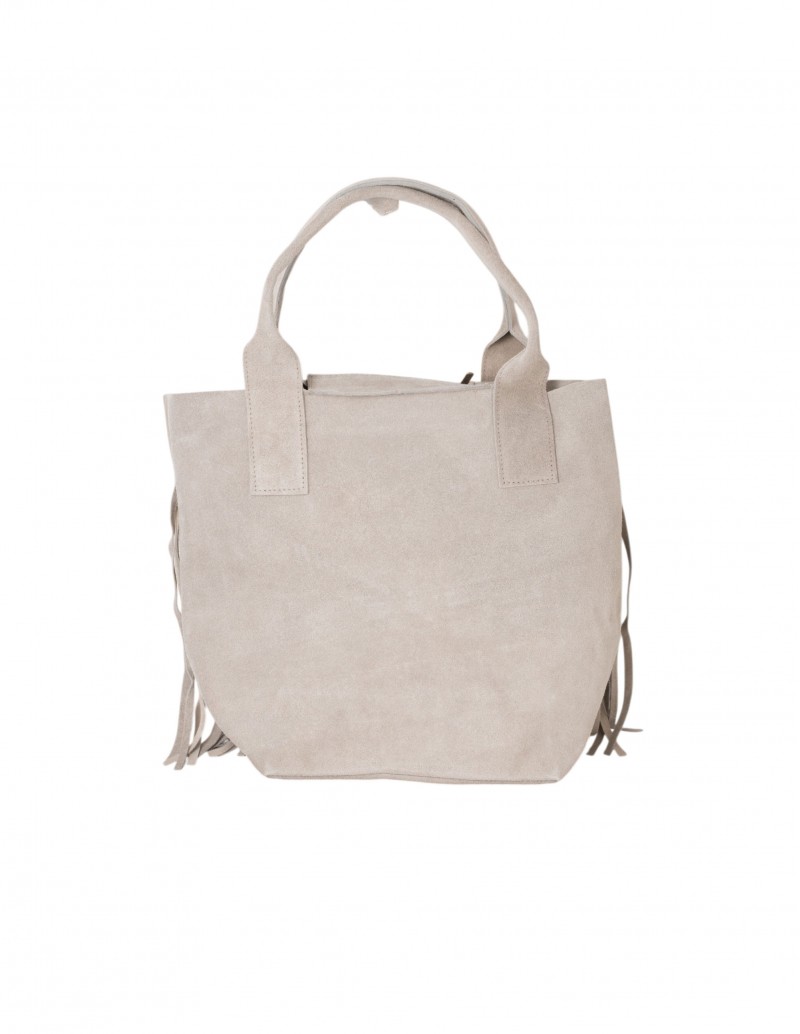 Bolso taupe grande con flecos
