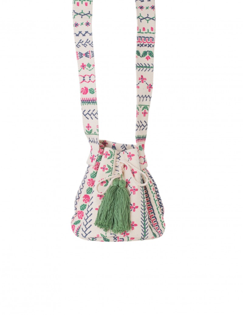 Bolso Saco Estampado Étnico Beige