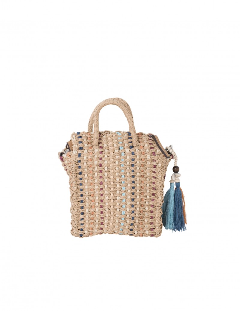 Bolso Borlas Rafia Multicolor