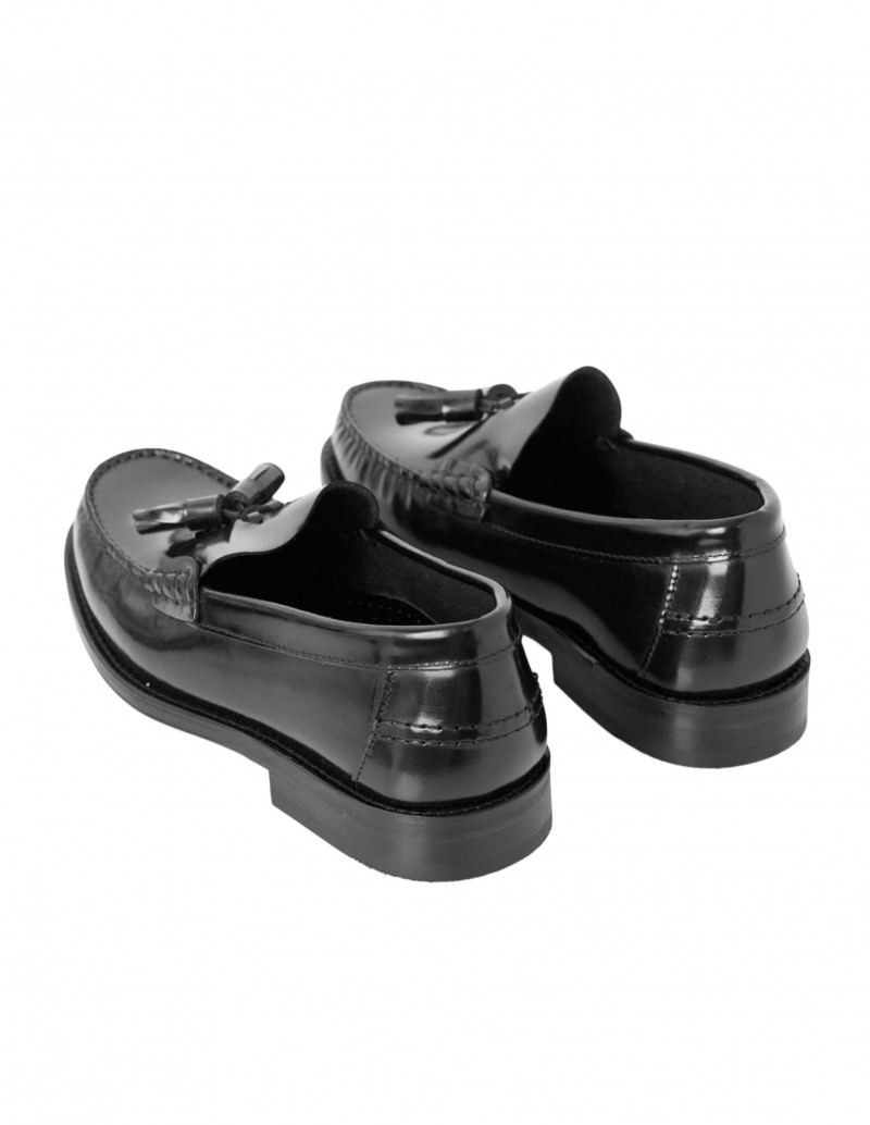 mocasin de piel negra hombre