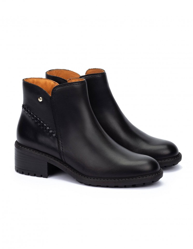 botin de tacon negro con cremallera Pikolinos