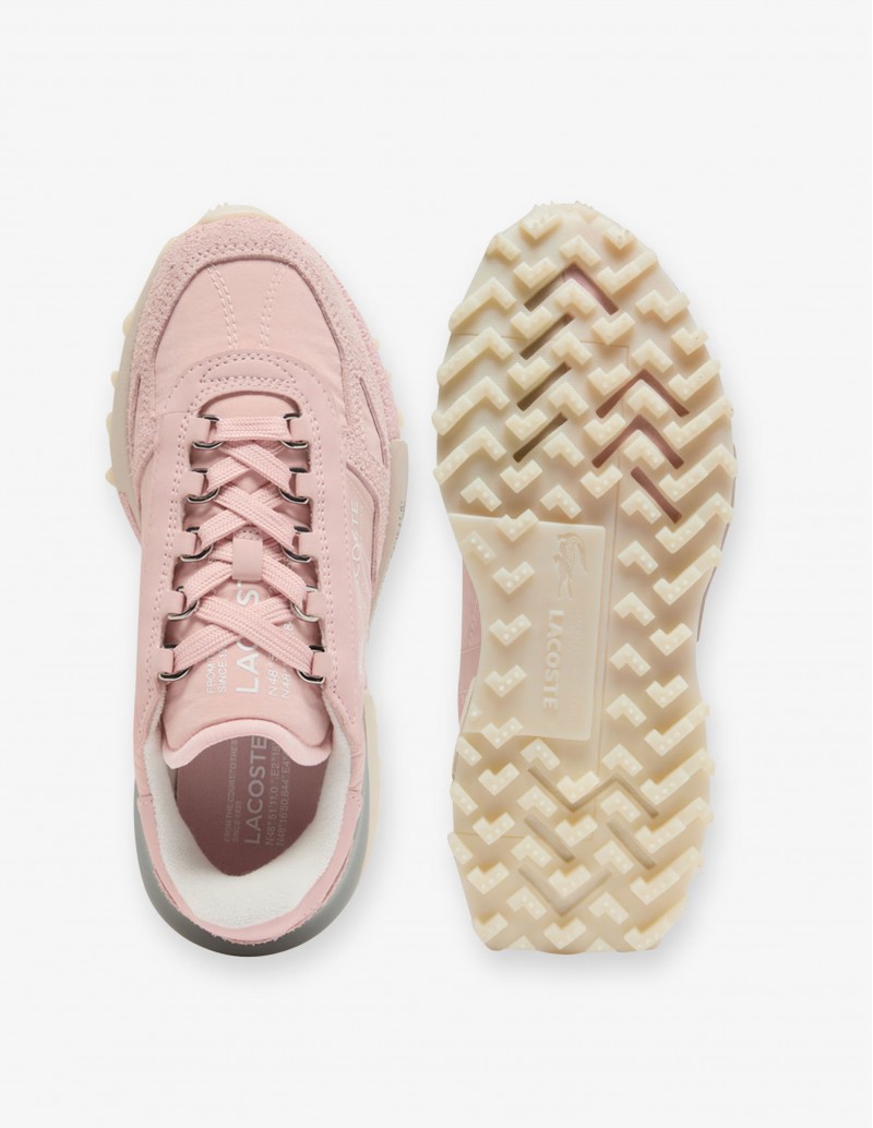 zapatillas deportivas nylon y piel rosa