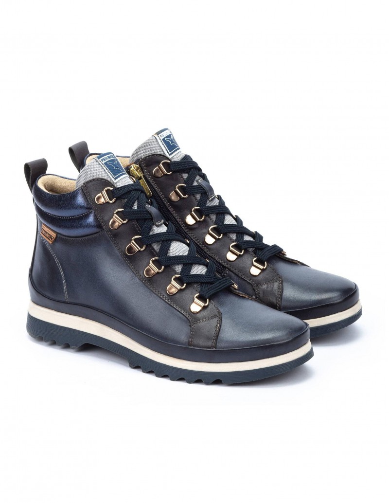 botines azul marino cordones mujer