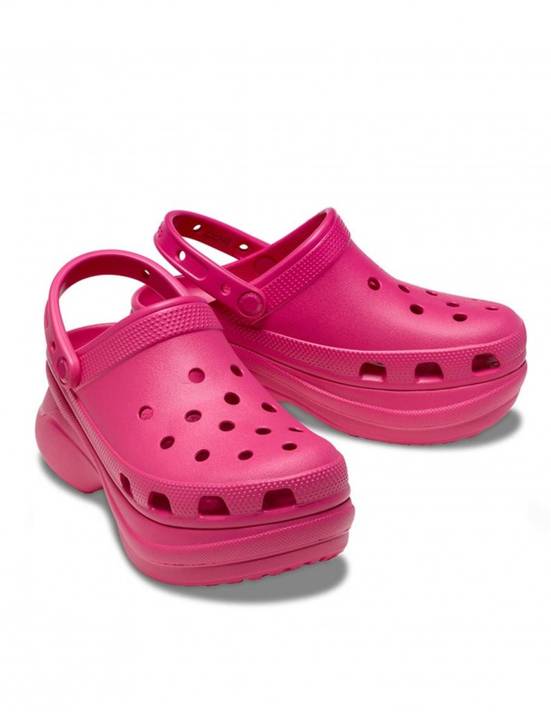 crocs fucsia de plataforma