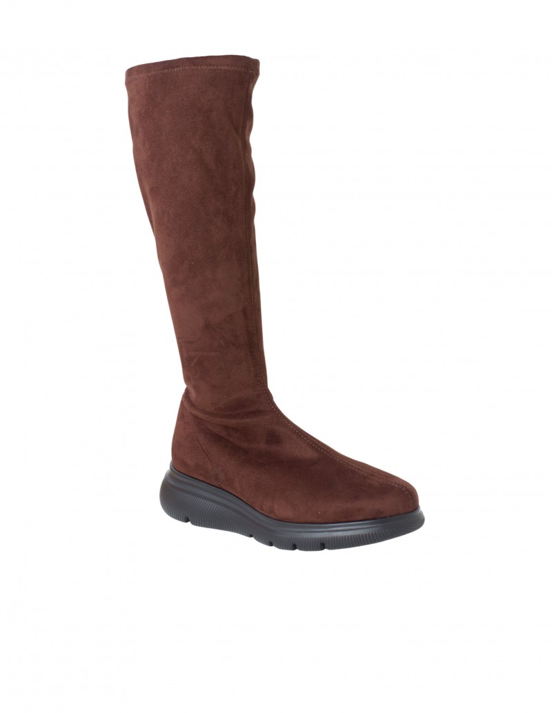 bota alta marrón cuña baja