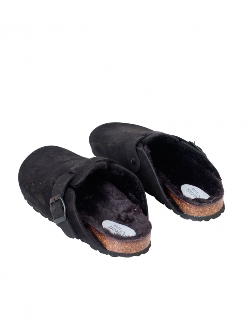 zuecos negros de invierno