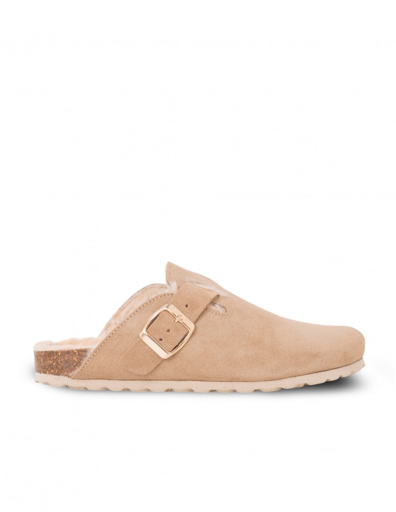 AUTENTI Zueco Forrado Pelo Taupe