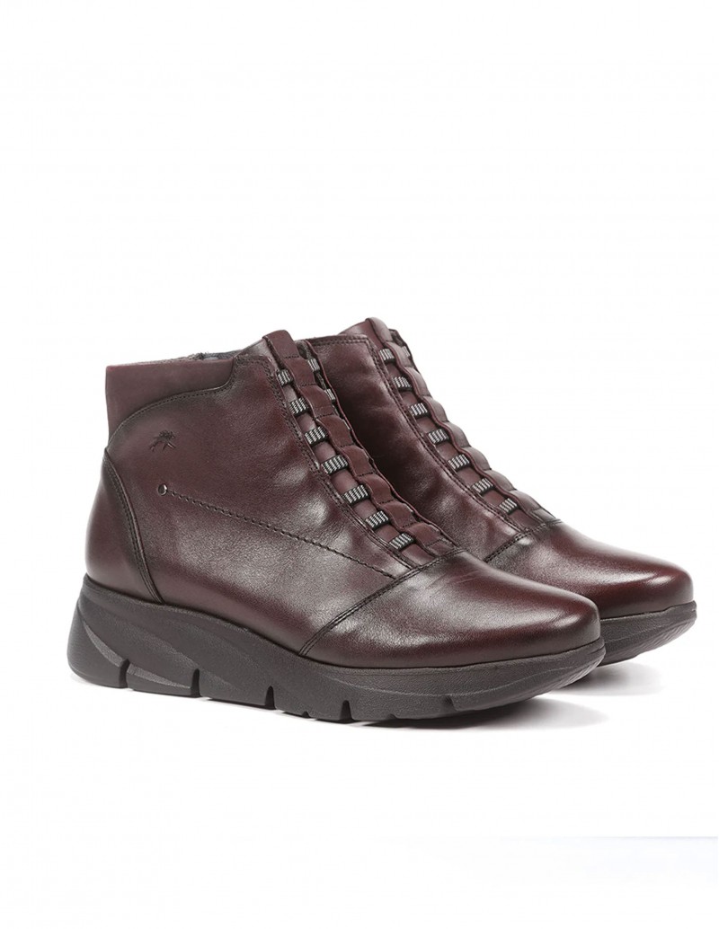 botines cuña burdeos Fluchos
