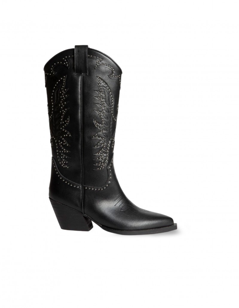 CORINA Bota Bowboy Bordado Tachuelas Negro