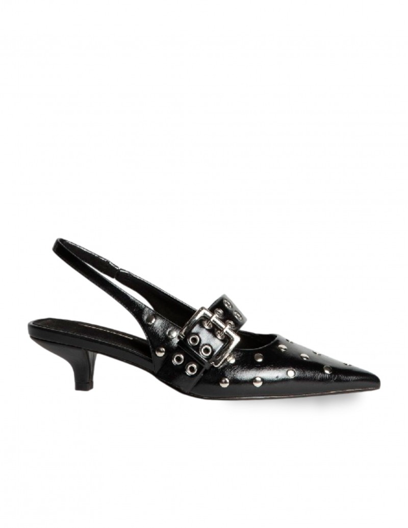 CORINA Zapato Tacón Bajo Tachuelas Negro