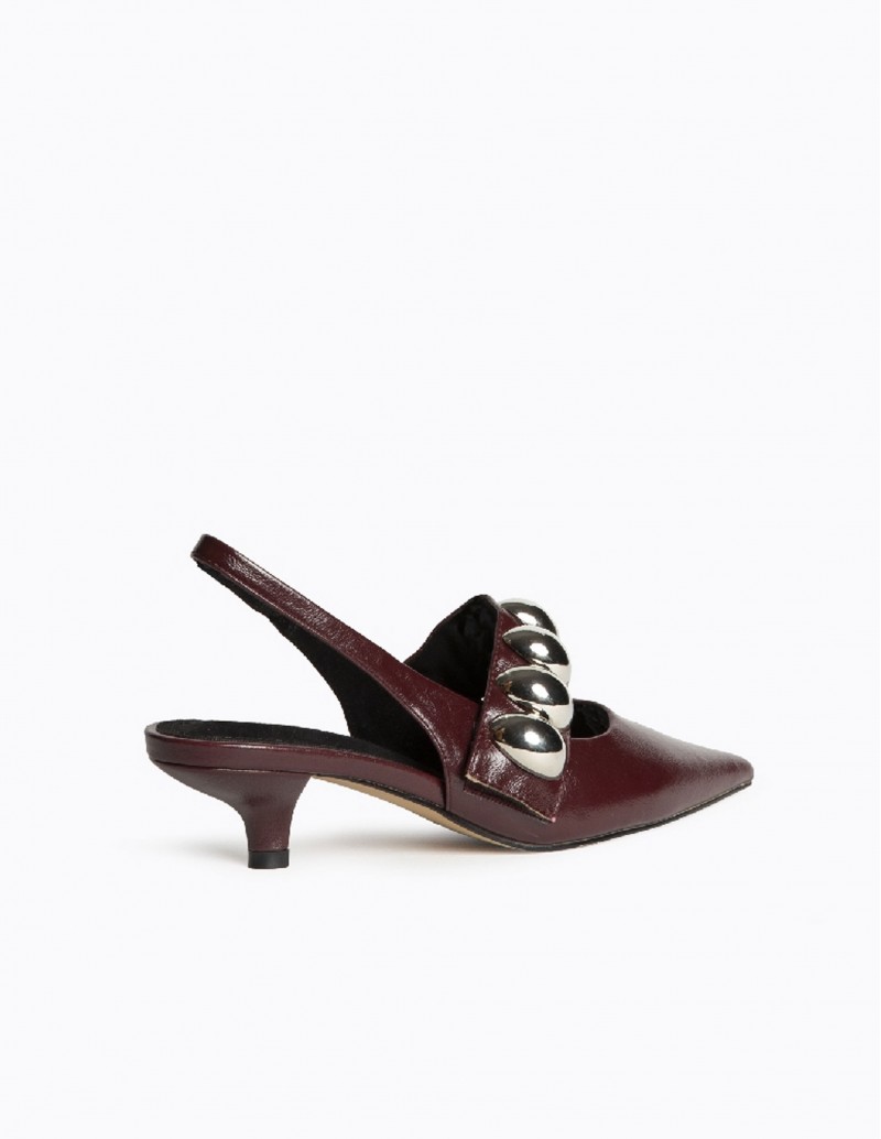 zapato tacón kitten burdeos