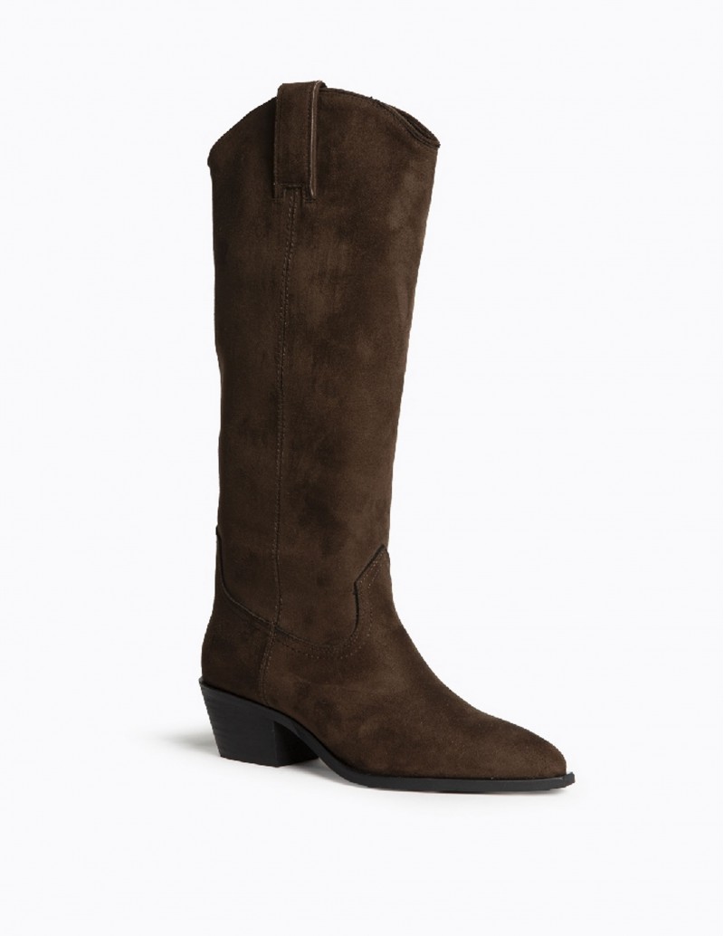 bota campera alta marrón chocolate
