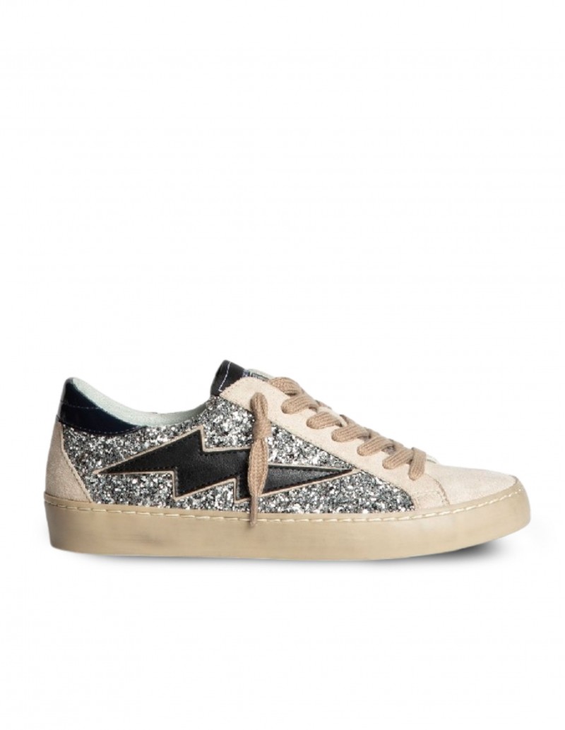 CORINA Zapatillas Rayo Purpurina Plata