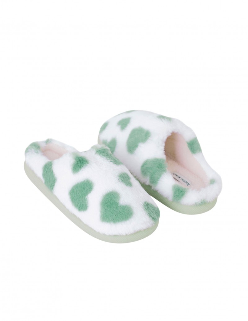pantuflas corazón verde