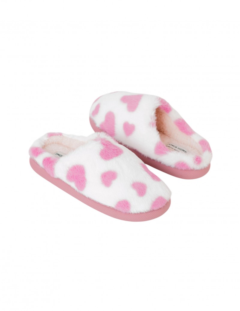 pantuflas corazones rosas