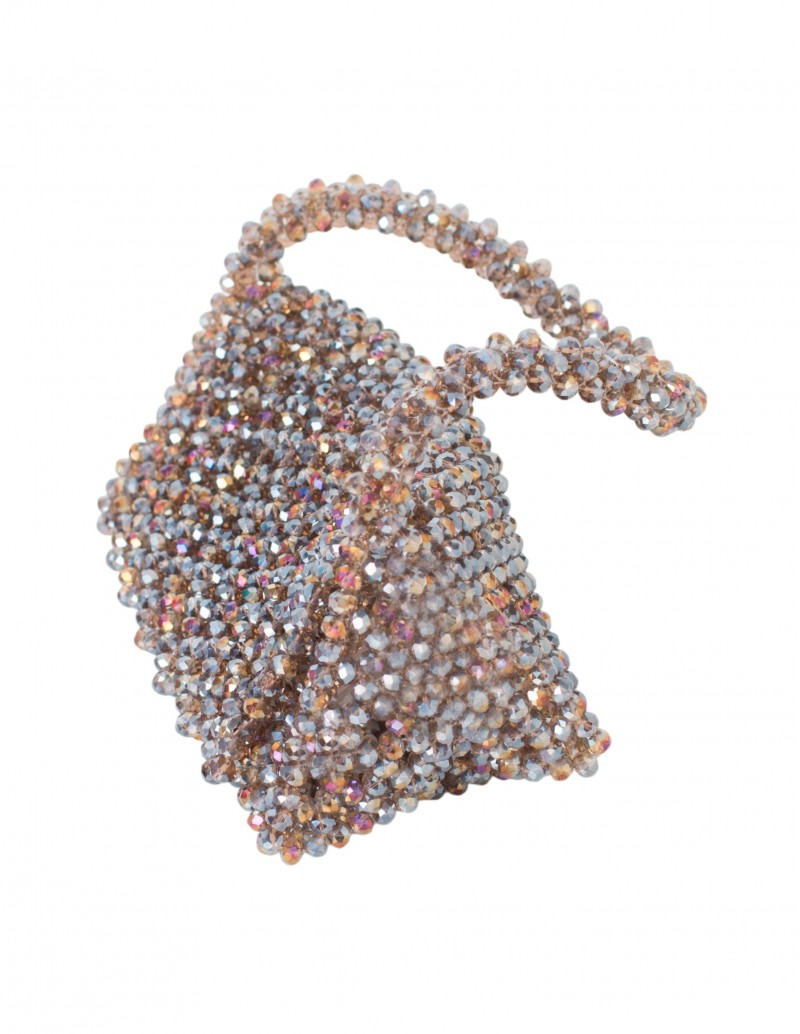 Bolso joya de abalorios pardo