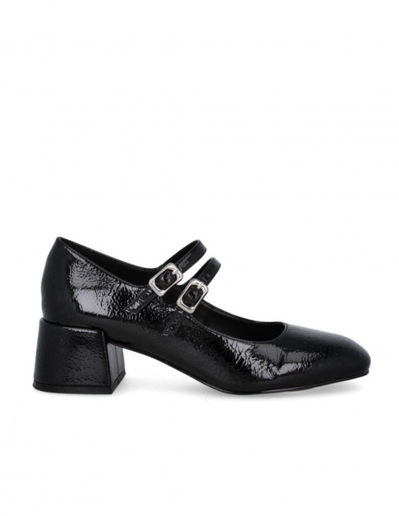 Zapato con Hebillas Tacón Bajo Negro