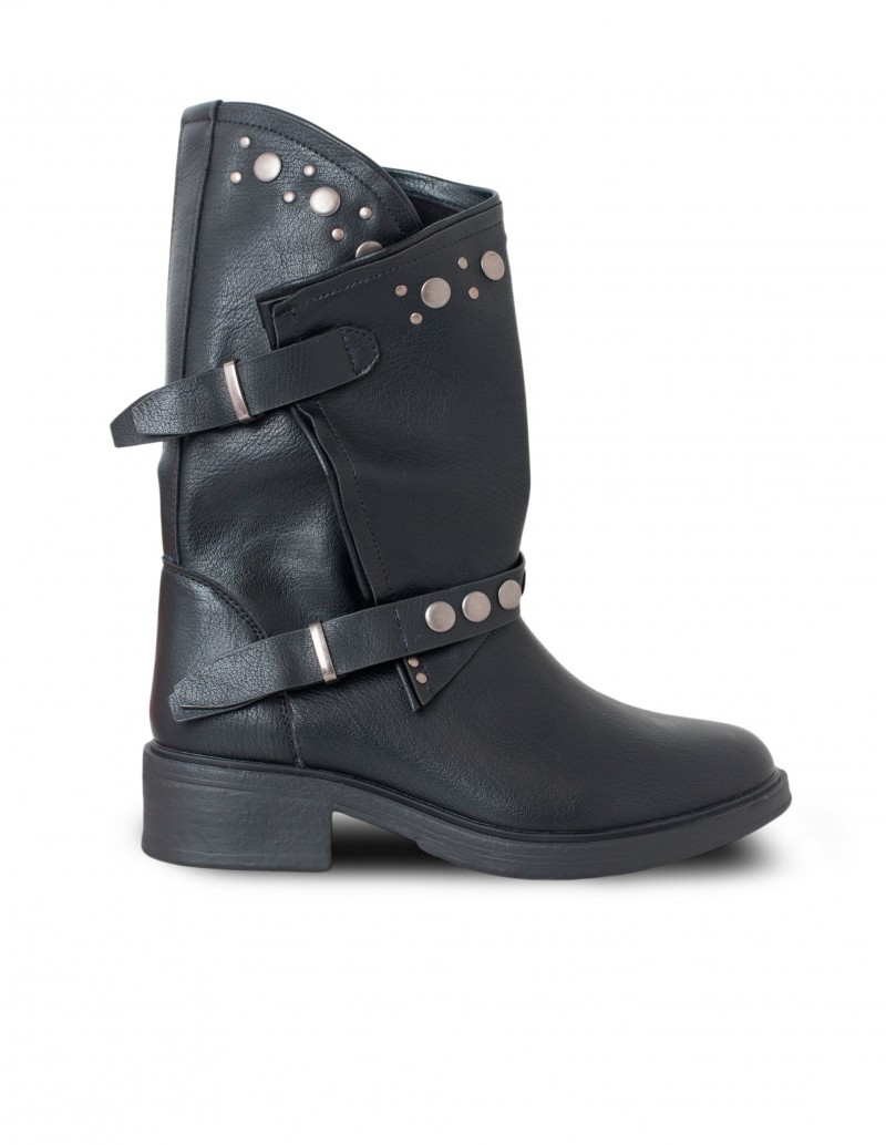Bota Motera Tachas Redondas Negro