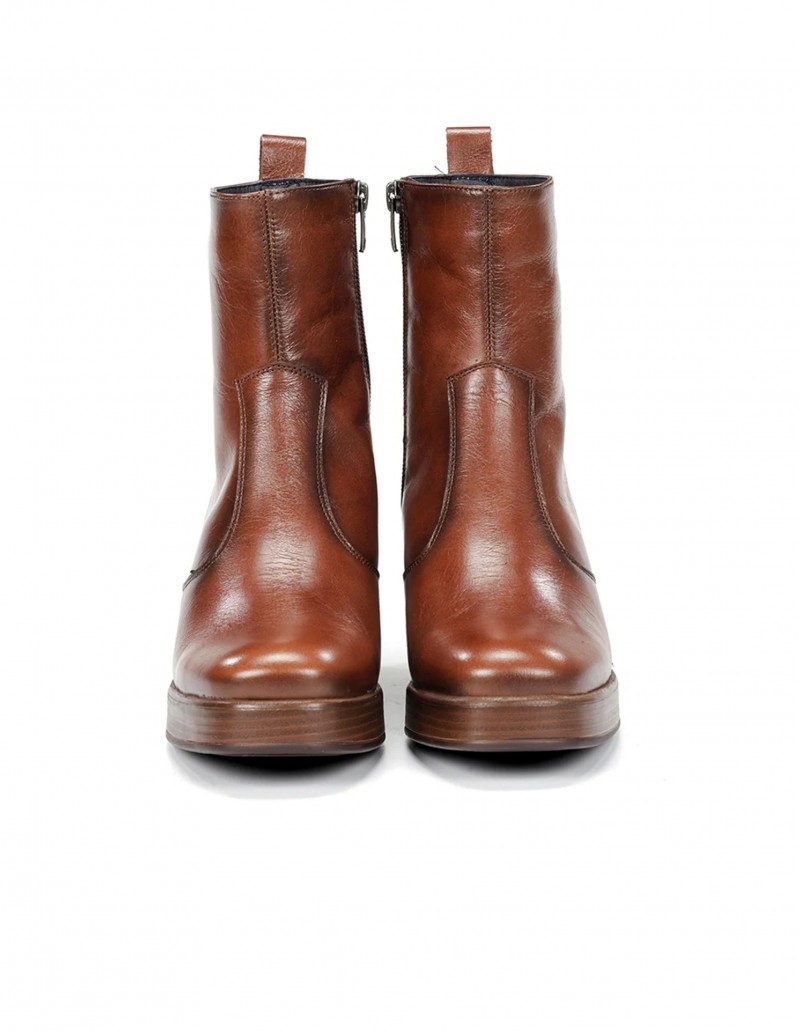 botines marrones tacón piel