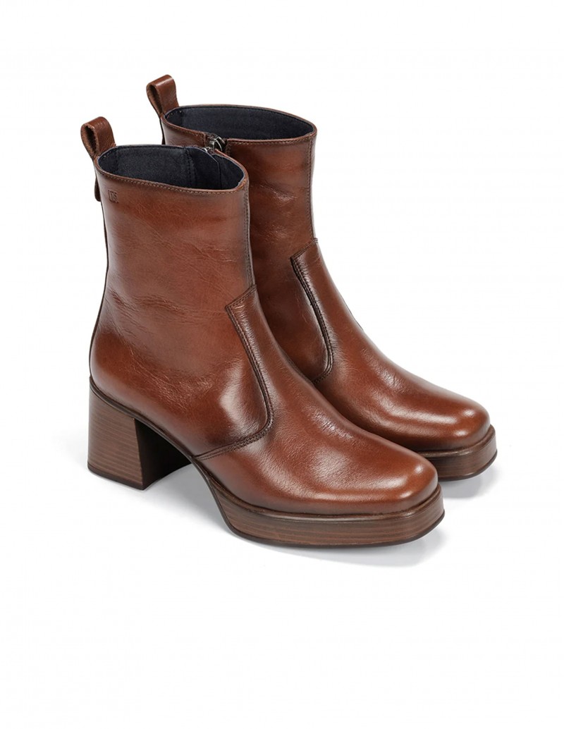 botines de tacón ancho marrón
