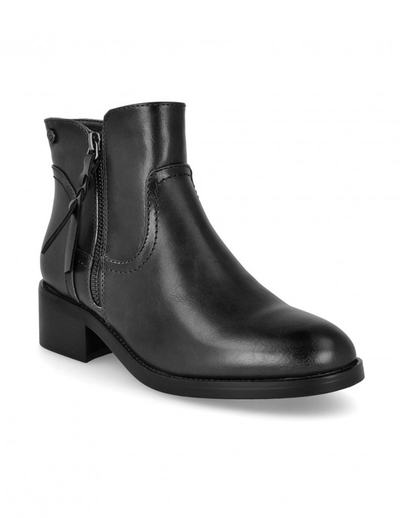 botines negros tacon bajo y cremallera