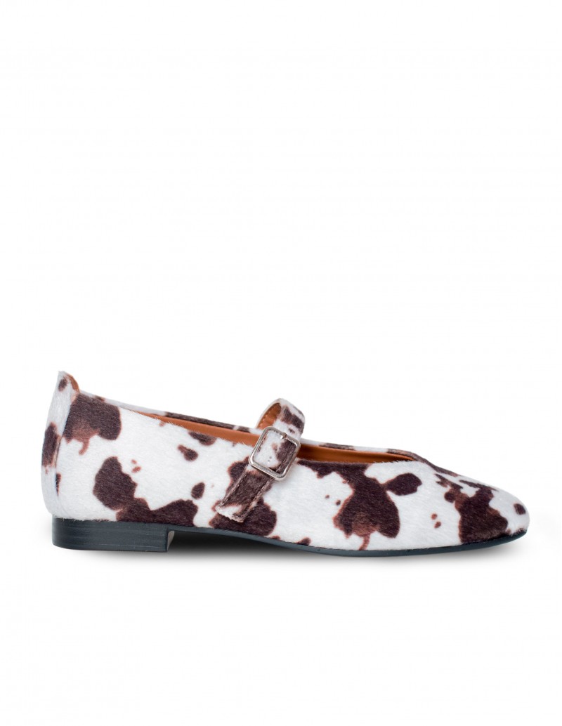 Bailarina Mary Jane Estampado Vaca
