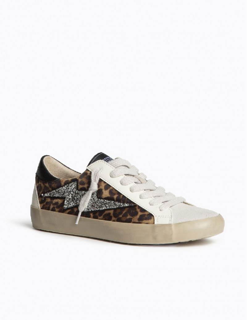 zapatilla de leopardo con purpurina