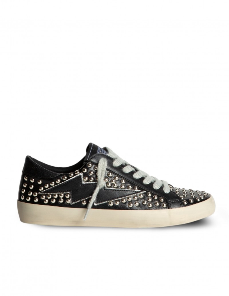 CORINA Zapatillas Retro Negras Tachuelas
