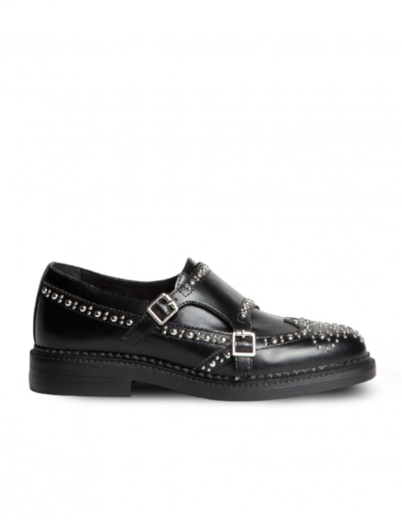 CORINA Zapato Blucher Doble Hebilla Negro