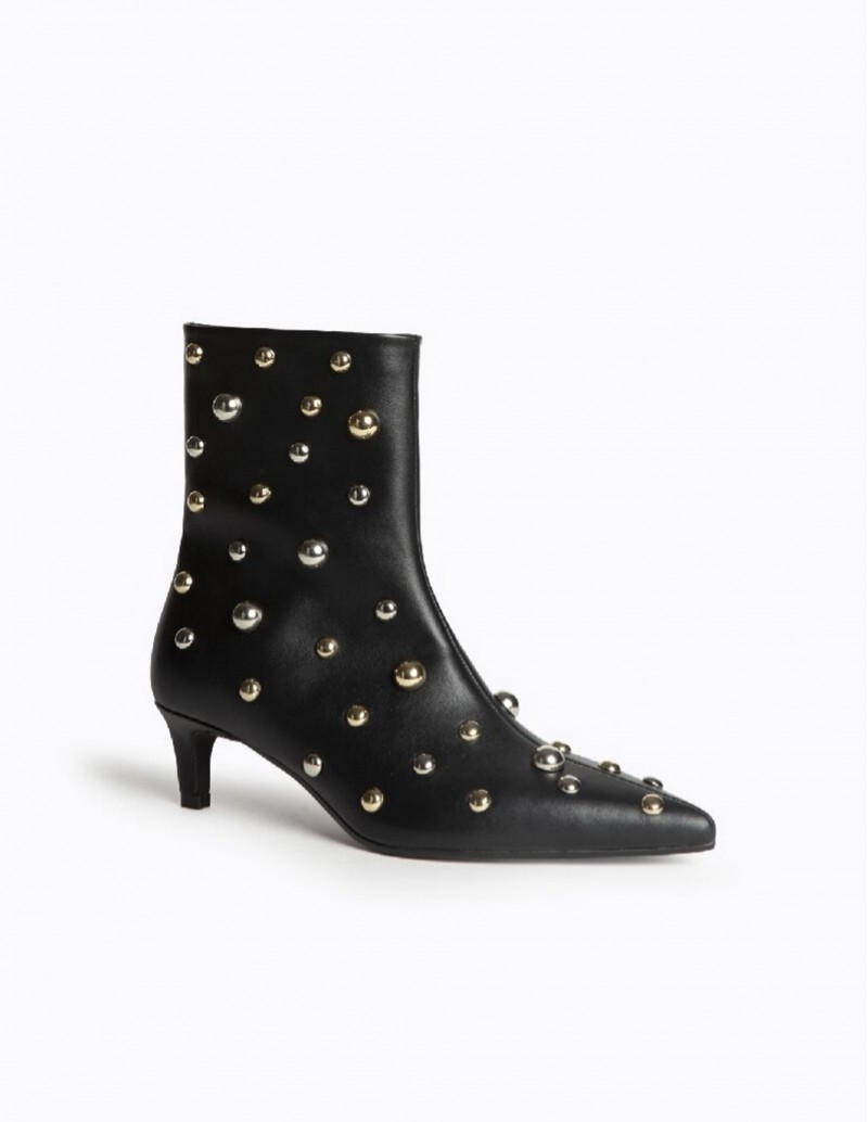 CORINA Botín Tacón Tachuelas Esféricas Negro 2