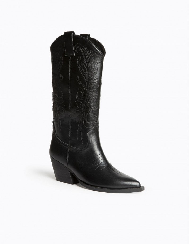 CORINA Bota Cowboy Bordados Negro 2