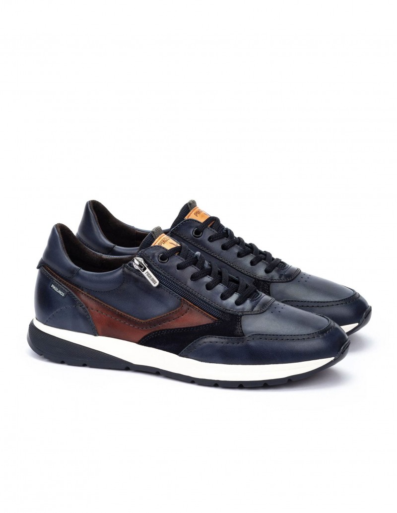 zapatillas de piel azul marino Pikolinos