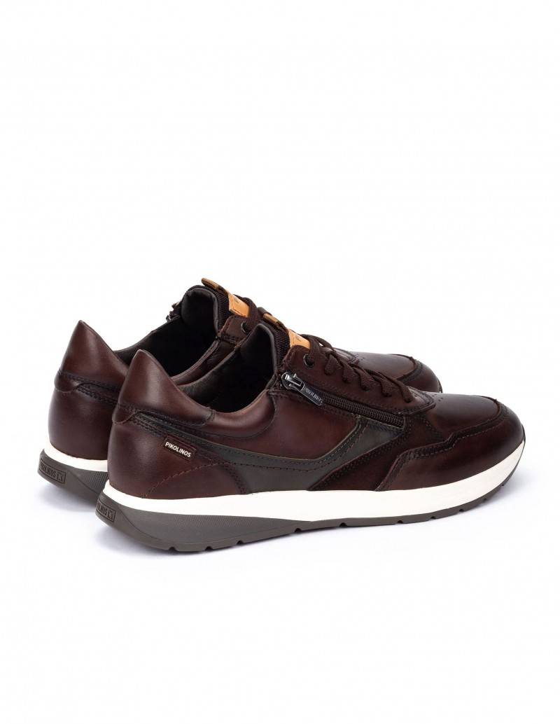 zapatillas de piel marrón oscuro Pikolinos