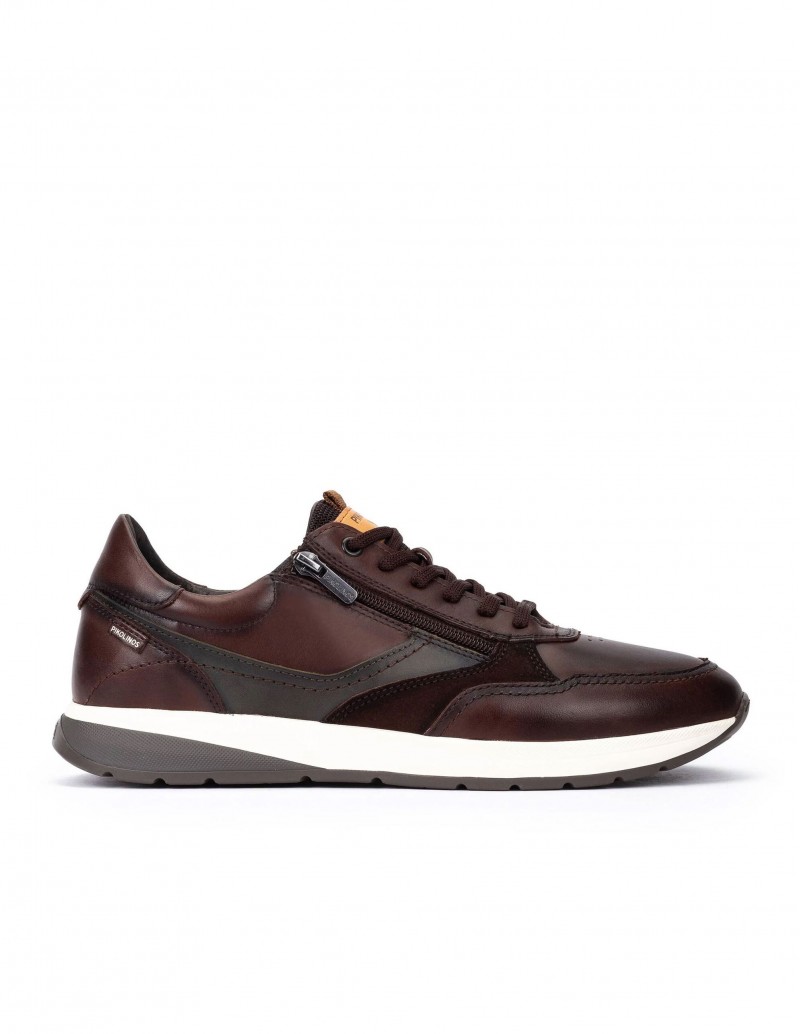 PIKOLINOS Zapatilla Piel Getafe Marrón Oscuro
