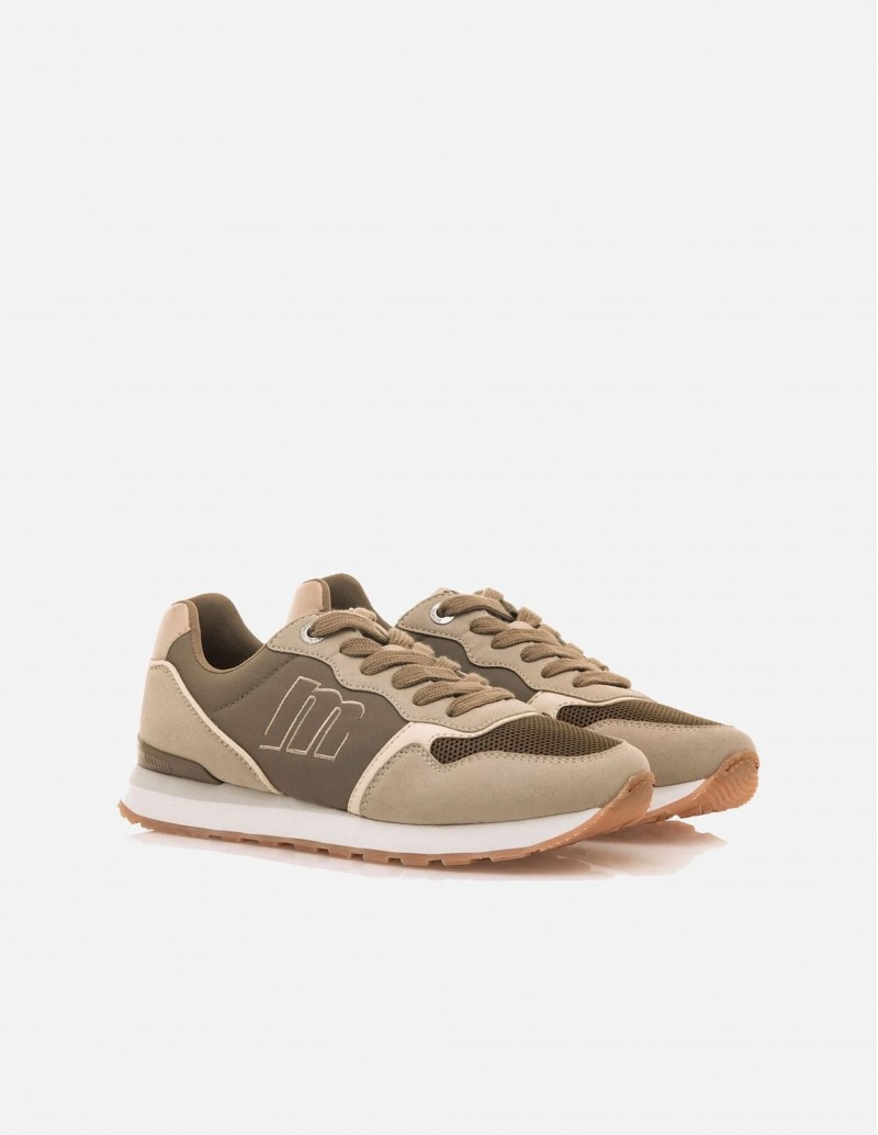 zapatillas mustang caqui y piedra para mujer