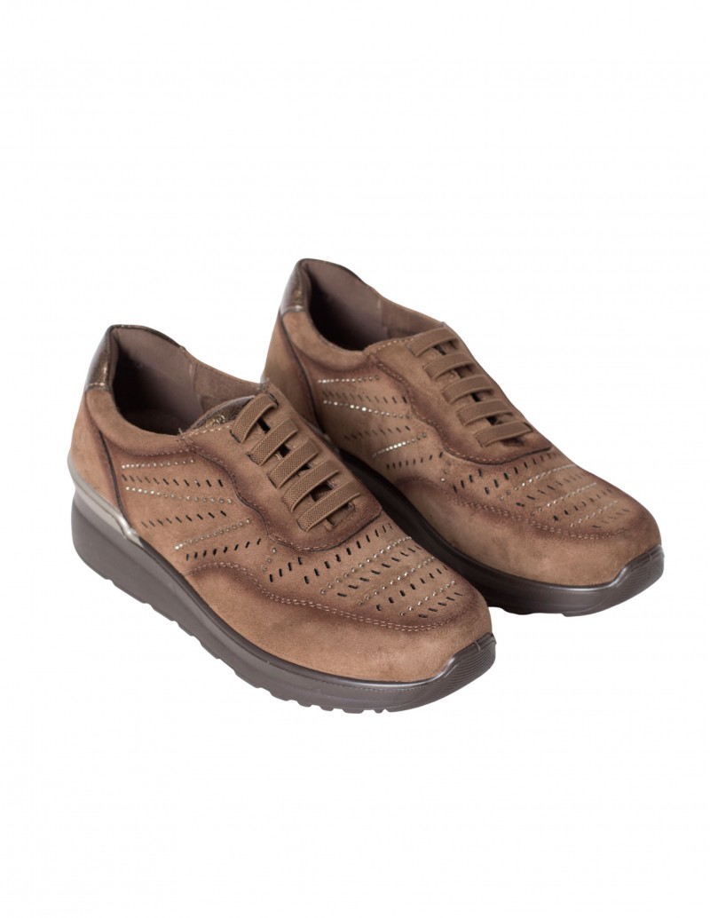 Zapatilla marrón cuña AMD29393