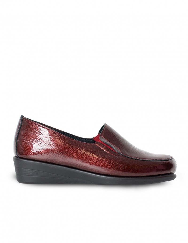 Mocasines Cuña Charol Burdeos 48 HOURS