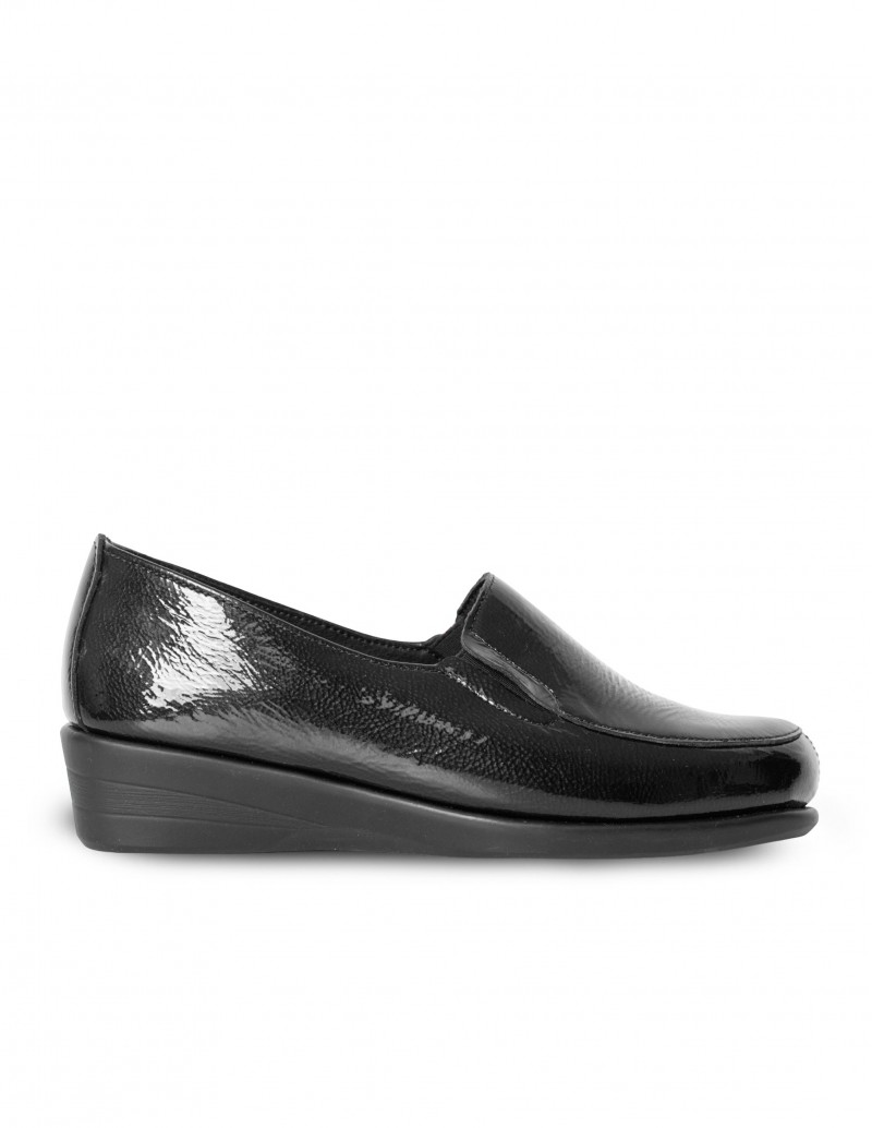 Mocasines Cuña Charol Negros 48 HOURS