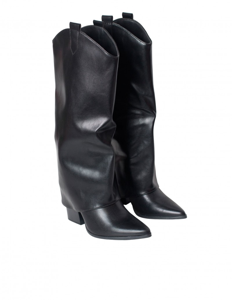 Bota alta con polaina color negro