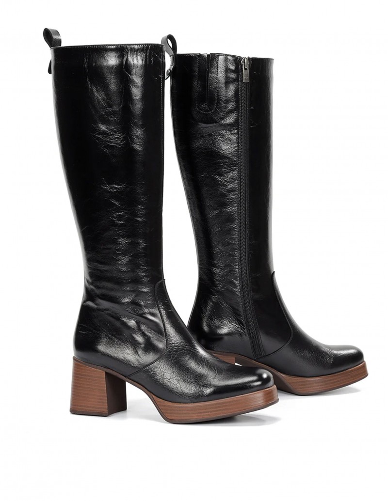 botas altas tacón efecto madera